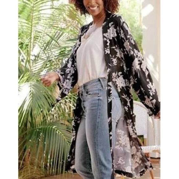 Spiritual Gangster Other - Spiritual Gangster Maya Kimono Top OS Floral Lightweight Robe Cover Up Shawl